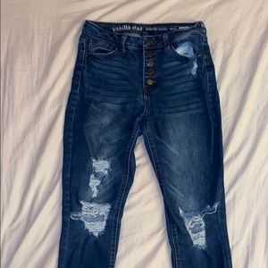 High waisted ripped jeans